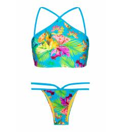 Cropped top estampa tropical Tropical Blue Neck