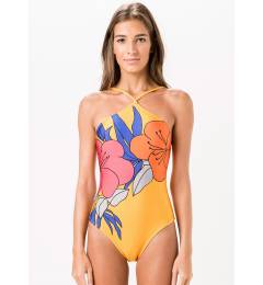 Body maio floral estampa localizada - Lirios Laranja