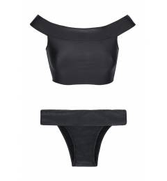 Biqu�ni cropped ombro a ombro All Black