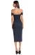 Vestido preto ombro a ombro Fenda Preto
