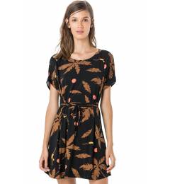 Vestido manguinha estampa preta Kaftan Rolote Black
