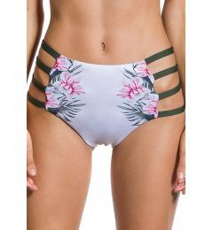 Calcinha estampada com strappy lateral - Bottom Cropped Flor De Kaki