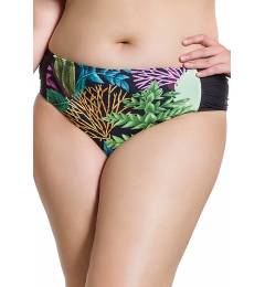 Calcinha larga estampada franzida lateral - Bottom Simples Plantas Plus