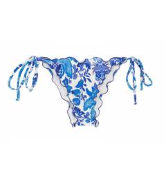 Calcinha frufru floral branco e azul Bottom Hortensia Off Shoulder