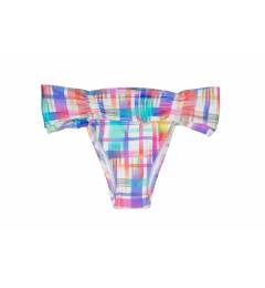 Calcinha faixa franzido xadrez Calcinha Plaid Tie