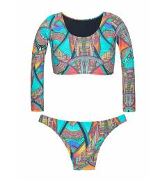 Biqu�ni cropped top manga longa Fractal Crop