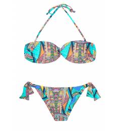 Biqu�ni tomara que caia print azul Fractal Sun