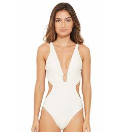 Body recorte lateral off white Resort Branco Perola