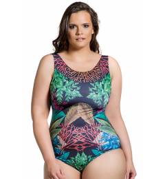 Maio estampado costas lisa preta - Body Floresta Plus