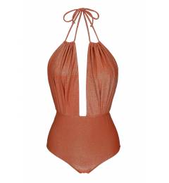 Body decotado de lurex Radiante Canela Decote Profundo