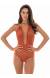 Body decotado de lurex Radiante Canela Decote Profundo