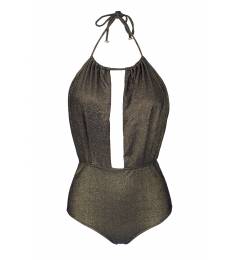 Body lurex decote Radiante Preto Decote Profundo