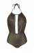 Body lurex decote Radiante Preto Decote Profundo