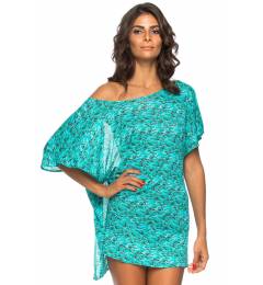 Saida de praia ombro caido azul Tunica Aqua