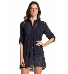 Chemisie renda preta praia - Camisa Noite