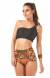 Top liso um ombro s� calcinha alta floral Ombro