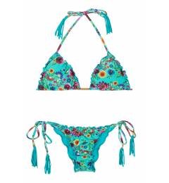 Biquini de frufru florzinha azul Bloom Frufru