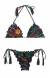 Biquini de frufru estampa floral preta Bordado Frufru
