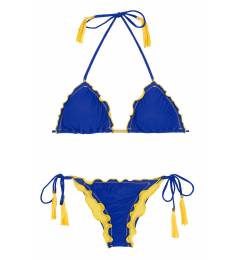 Biqu�ni color block azul amarelo Color Yellow Blue