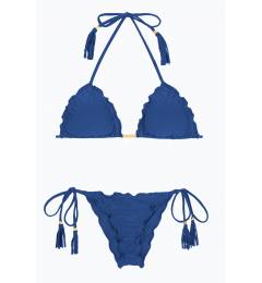 Biquini de lacinho frufru azul denim Denim Frufru
