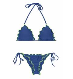 Biqu�ni azul frufru costura fluo Denim Frufru Litoral