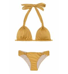 Biqu�ni dourado com calcinha e top regul�vel Gold Cortinao