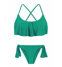 Biquini Verde Babado Moderado Malaquita Babado