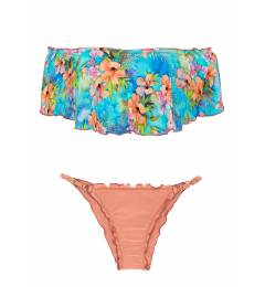 Biquini Ombro a Ombro Rose Maxi Flower Babado