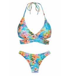 Biquini Ver�o Decote Maxi Flower Transpassado