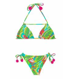 Biqu�ni estampa tropical pompom Paradise Green Detail