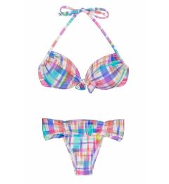 Biqu�ni push up xadrez franzido Plaid Tie