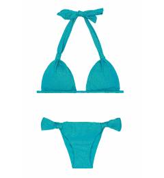 Biquíni de lurex azul com fio dourado Radiante Azul Cortinao