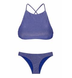 Top cropped azul com brilho Radiante Azul Marinho Cropped