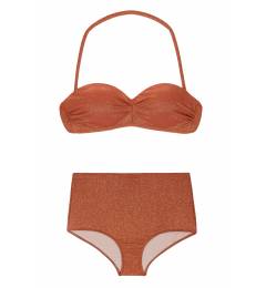 Tomara que caia calcinha cintura alta brilhoso Radiante Canela Hot Pant