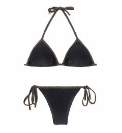 Biquini preto de lacinho brilhoso Radiante Preto Lacinho