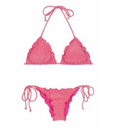 Biquini de lurex frufru rosa cortininha Radiante Rosa Frufru