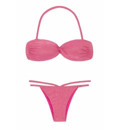 Biquini Tomara que caia de lurex rosa Radiante Rosa Tomara Que Caia