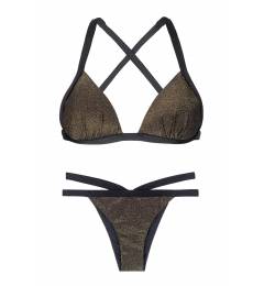 Biqu�ni strappy preto com brilho Triangulo Radiante