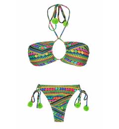 Biquíni 5 em 1 calcinha pompom Tricotart Multi