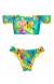 Biquini ciganinha com frufru amarelo Tropical Blue Ombro A Ombro