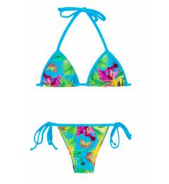 Biqu�ni de lacinho estampado com azul Tropical Blue Triangulo