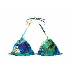 top cortininha com babado print azul Soutien Azulona