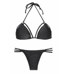 Biquni preto com strappy Tiras Trio