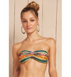 Top tomara que caia mix de estampa detalhe dourado Soutien Omega