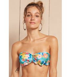 Top tomara que caia floral frufru Soutien Sereia