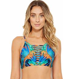 Top cropped azul estampado - Top Rock Araruna