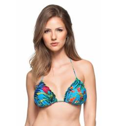 Top frufru estampa floral azul Soutien Ilha Das Especiarias