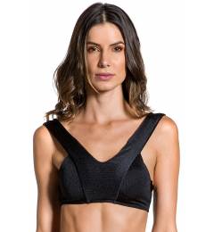 Cropped detalhe v preto liso Top Cropped Noite Escura