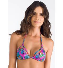 Top cortininha estampado com transparencia Top Rosa Marinha