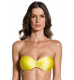 Top tomara que caia liso amarelo - Top Sol Textura